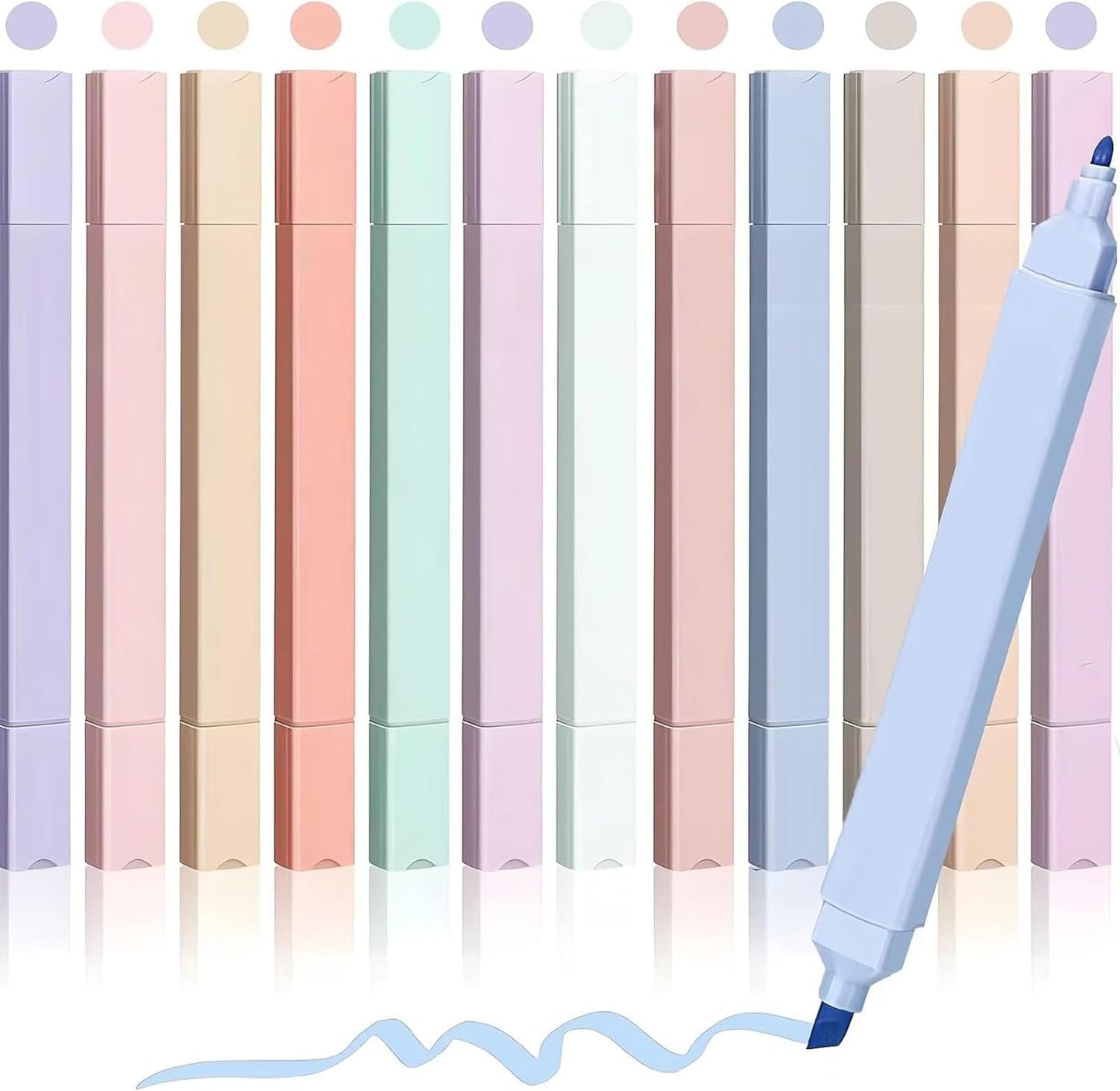 Aesthetic Cute Highlighters, Pastel Highlighters and Pens, No-Bleed School Supplies and Office Journal DIY Home - Dual Tip Multicolour