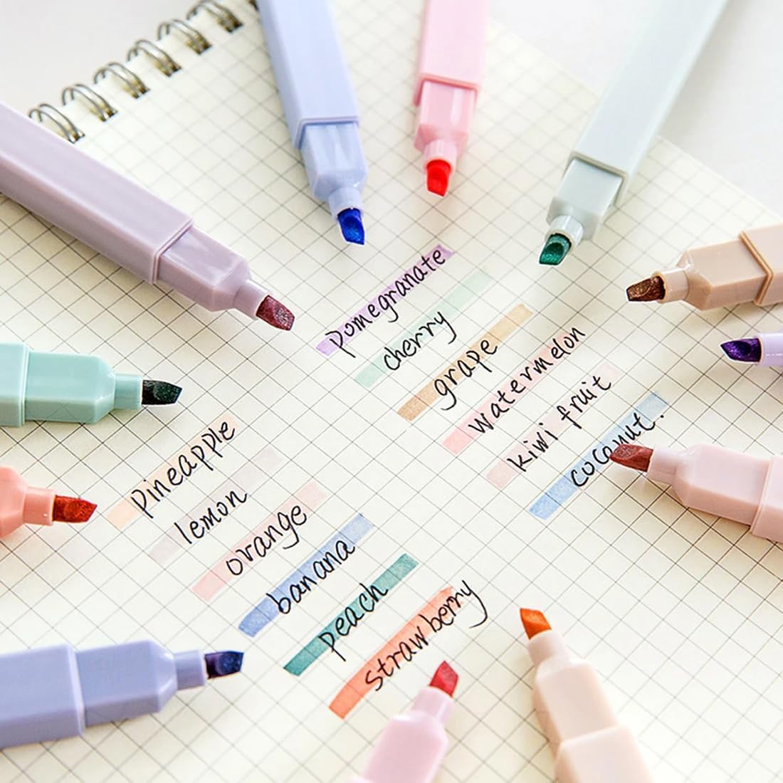 Aesthetic Cute Highlighters, Pastel Highlighters and Pens, No-Bleed School Supplies and Office Journal DIY Home - Dual Tip Multicolour
