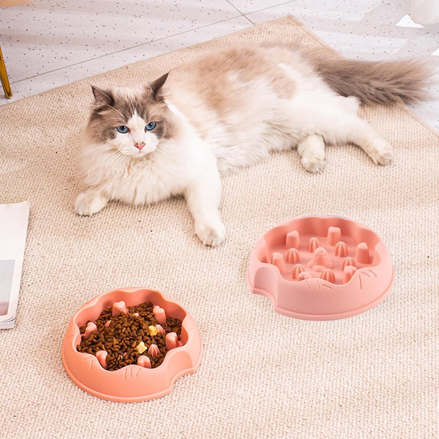 Slow Feeding Bowl for Cats & Dogs - Anti Choking Feeding Bowl - Non-Slip Puzzle Interactive Feeding Bowls for Slow Eating | Colour May Vary