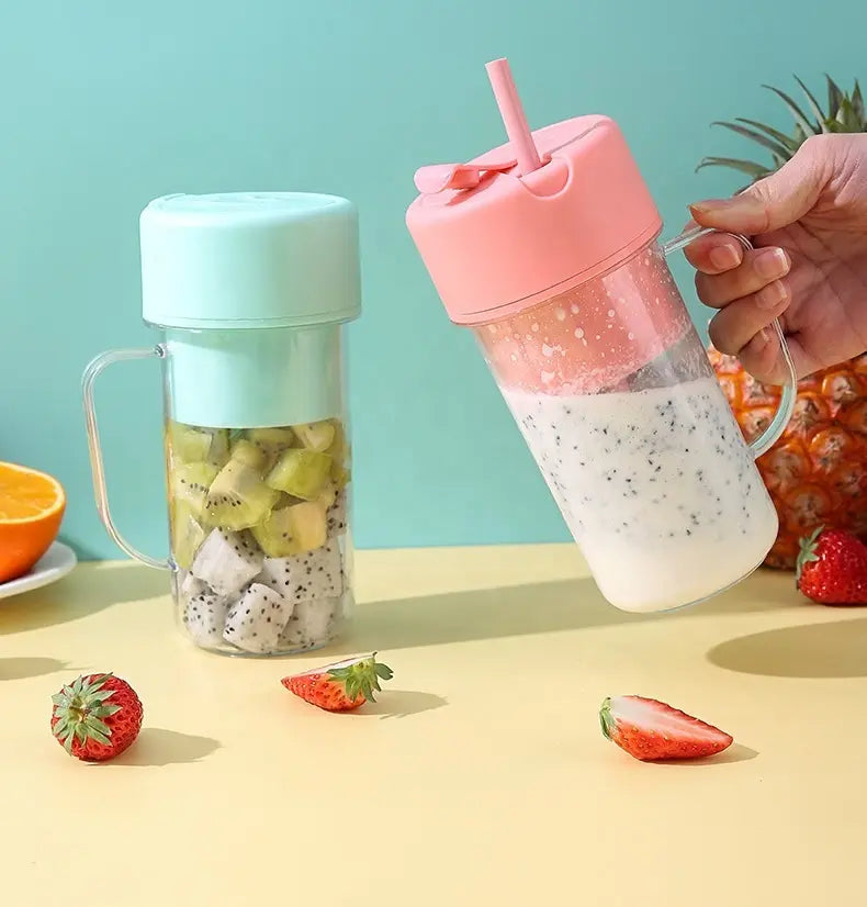 Portable Electric Straw Juicer, for Fresh Fruit and Vegetable Juices | Rechargeable | Smoothie Maker for Protein Shakes, Outdoor | 420 ml