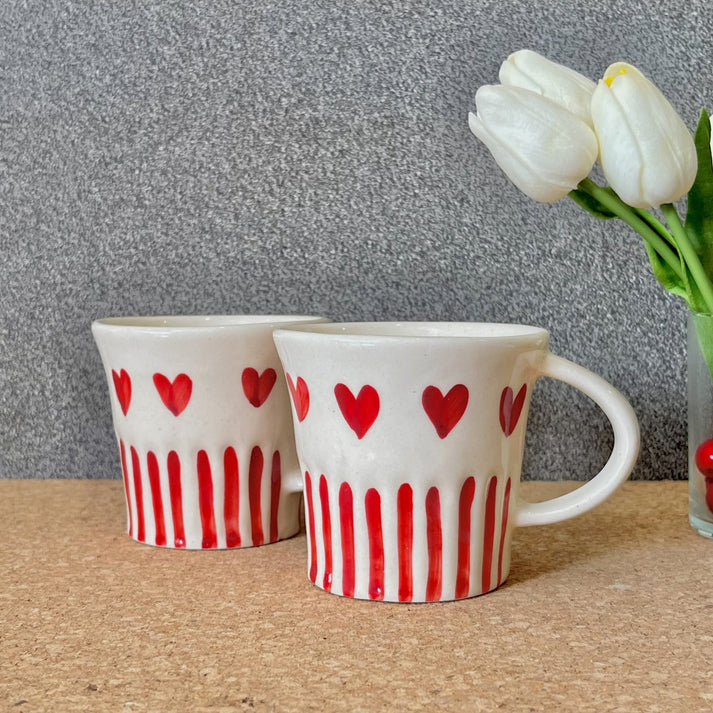 White & Red Printed Ceramic Glossy Mug 240ml