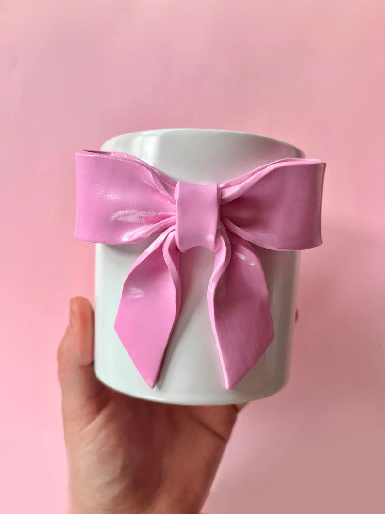 Bowtied Coffee Mug, Pinterest Ceramic Coffee Mugs, Tea Cups | Birthday Gift | Bow Mug | 250ml