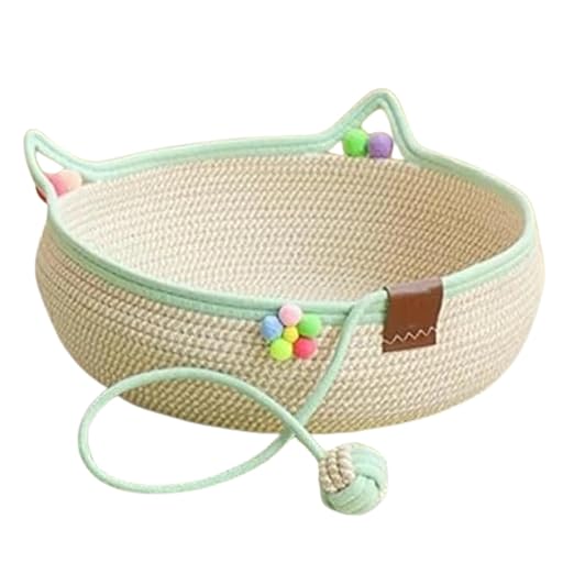 Hand Woven Cat Bed with Natural Cradle Scratcher | Premium Fabric| Ideal for Sleeping and Scratching |