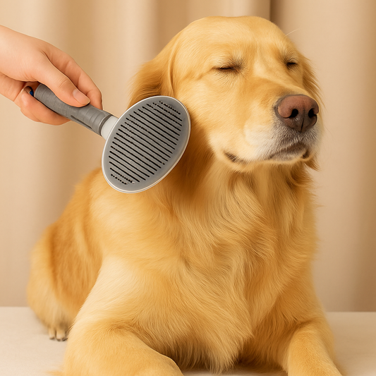 Self-Cleaning Slicker Brush for Dogs & Cats – Grooming Tool for Shedding, Detangling & De-matting – Comfortable Anti-Slip Handle | Deshedding Tool for Removing Mats, Tangles & Loose Fur| Ideal for All Coat Types & Pet Sizes