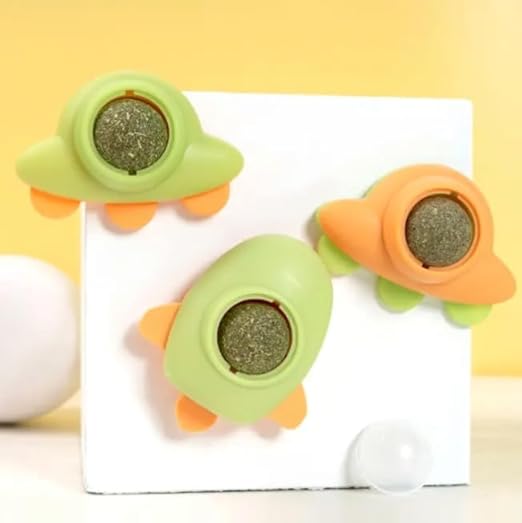 Catnip Spaceship Ball Toy | Multifunctional Catnip Lickable Balls,Edible Cat Licking | 100% Organic |