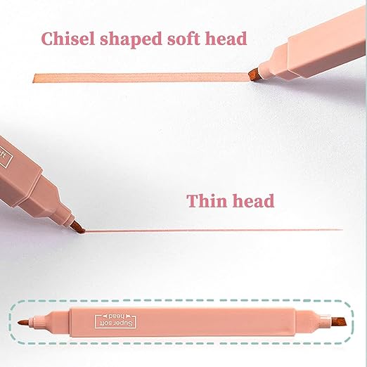 Aesthetic Cute Highlighters, Pastel Highlighters and Pens, No-Bleed School Supplies and Office Journal DIY Home - Dual Tip Multicolour