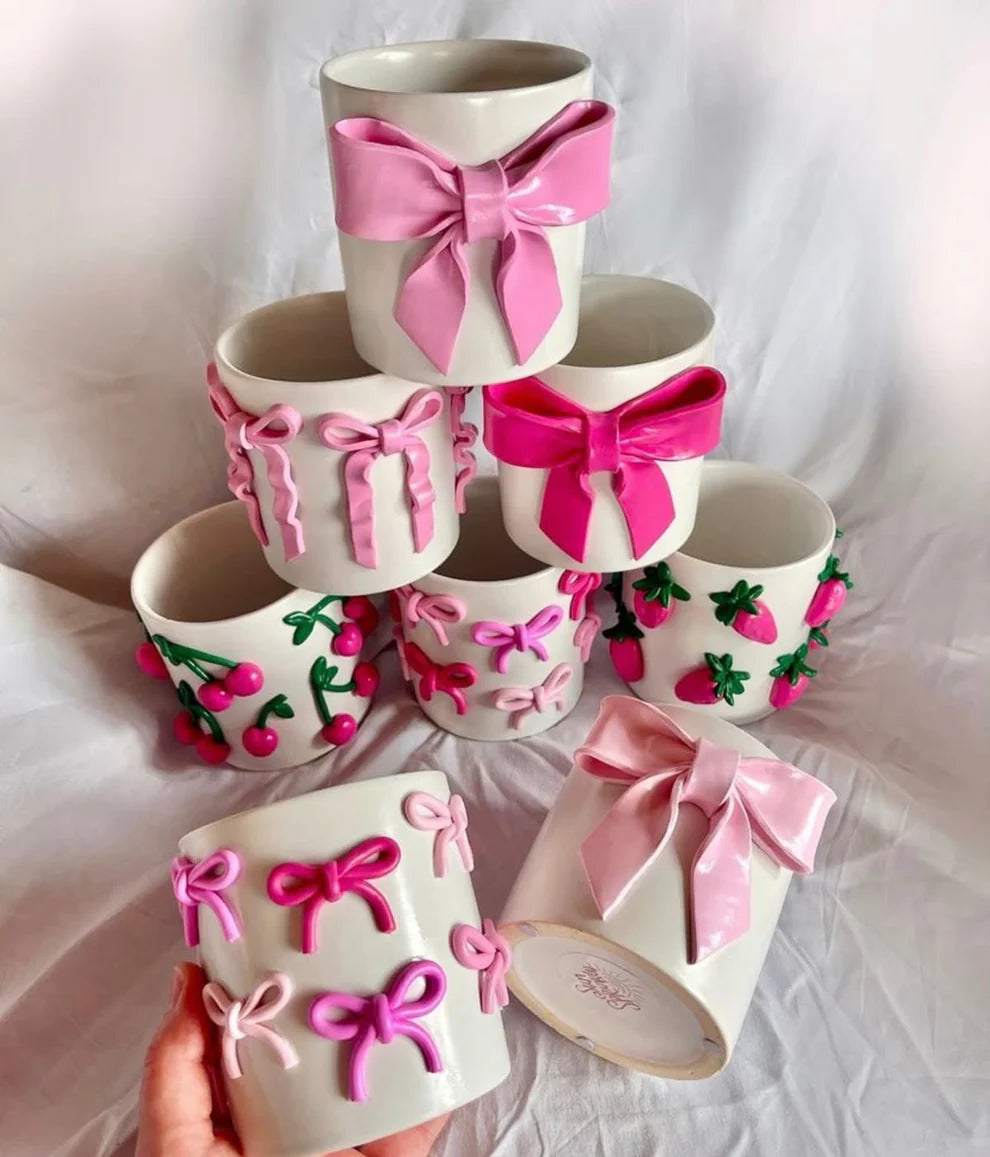 Bowtied Coffee Mug, Pinterest Ceramic Coffee Mugs, Tea Cups | Birthday Gift | Bow Mug | 250ml