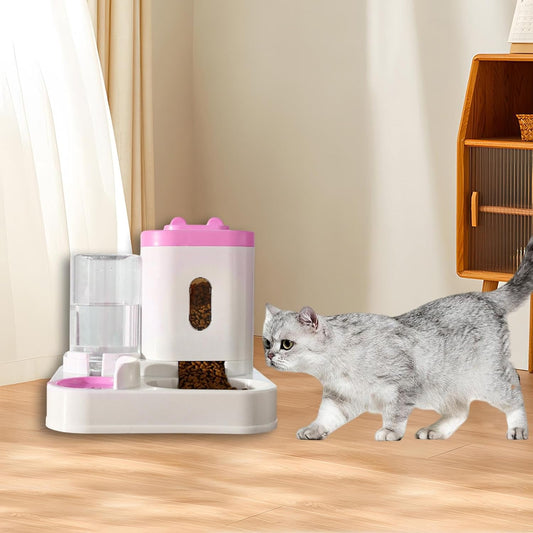 2 in 1 Pet Water Fountain & Food Feeder For Cats & Dogs