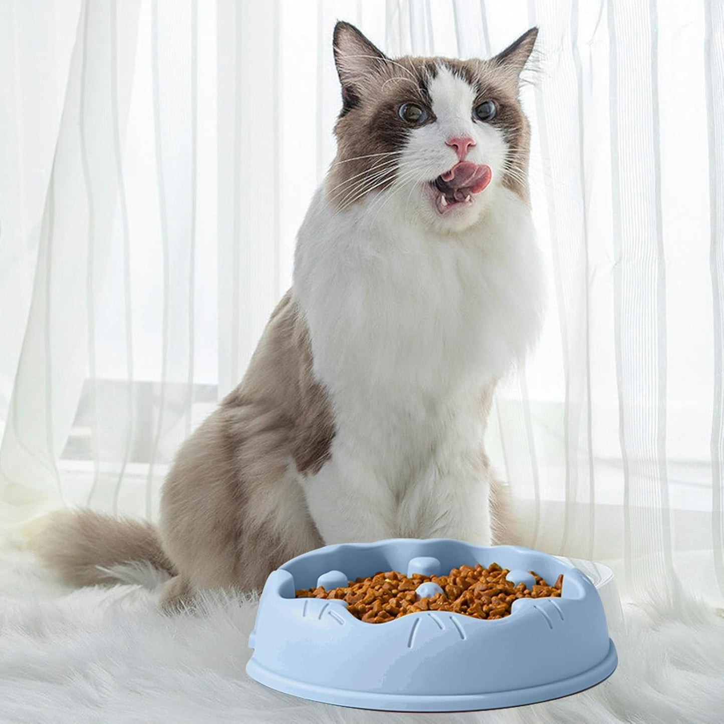 Slow Feeding Bowl for Cats & Dogs - Anti Choking Feeding Bowl - Non-Slip Puzzle Interactive Feeding Bowls for Slow Eating | Colour May Vary