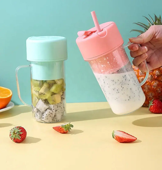 Portable Electric Straw Juicer, for Fresh Fruit and Vegetable Juices | Rechargeable | Smoothie Maker for Protein Shakes, Outdoor | 420 ml