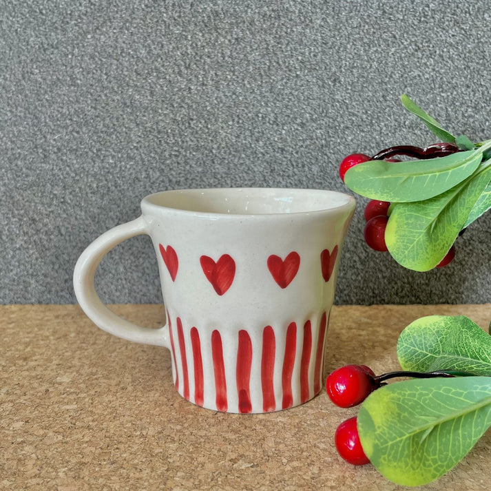 White & Red Printed Ceramic Glossy Mug 240ml