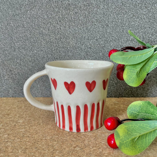 White & Red Printed Ceramic Glossy Mug 240ml