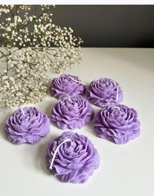 Handcrafted Purple Rose Soy Wax Candles, Set of 2, Floral Scented