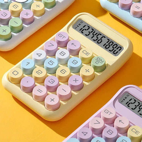12 Digit Calculator - Big Buttons | Aesthetic Candy Pastel Colors | Comfortable Touch | Handheld for Daily Use (Colour May Vary)