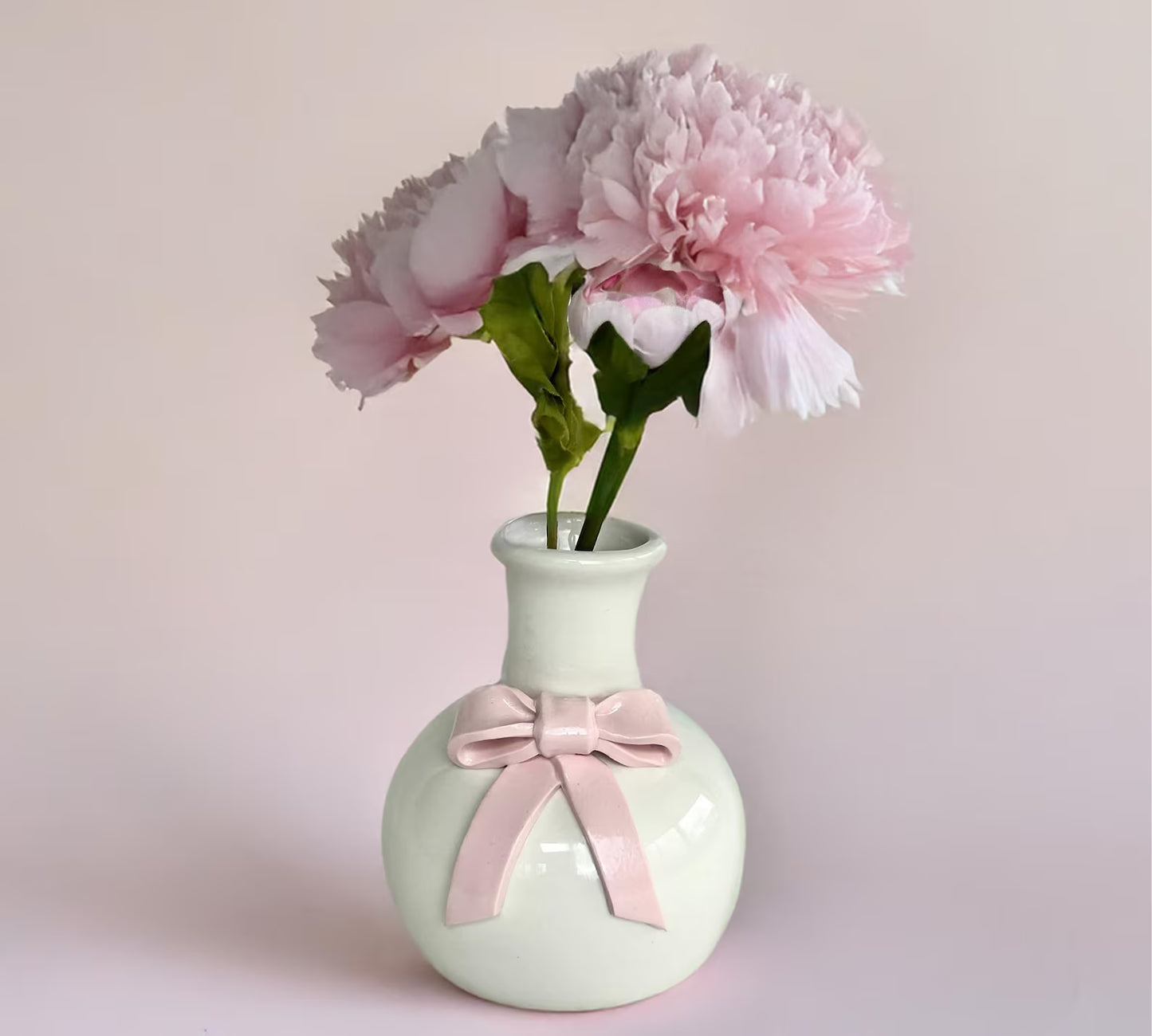 Ceramic Bow Mini Vase – Baby Shower & Gender Reveal Decor | Pink & Blue Gift Pot