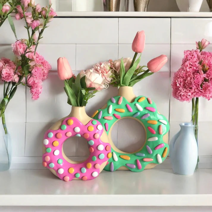 Donut Vase  – Frosted, Sprinkled & Ready To Party On Your Tabletops - 1 Unit