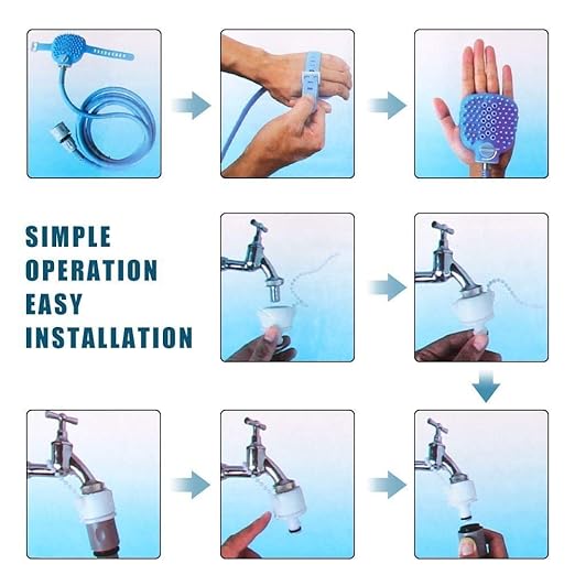 Pet Bathing Adjustable Tool Massager Shower Sprayers with Brush & Scrubber in-One| 3 in 1 Multi-Functional Handheld Tool|Shower Bath Tub & Outdoor Garden Hose Compatible| Great for Cleaning, Washing for Dog or Cat Grooming